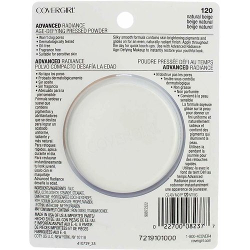 COVERGIRL Advanced Radiance Age-Defying Pressed Powder Natural Beige 120.39 Ounce (packaging may ...