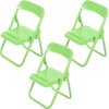 3Pcs Mini Folding Chairs, Dollhouse Folding Chair Miniature Foldable Chair Novelty Mini Folding Chair Phone Holder 1:12 Scale Chair Action Figure Accessories for Desktop Dollhouse Decor