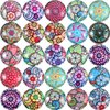 JOVITEC 200 Pieces 12 mm Flower Pattern Glass Beads Mixed Color Flat Marbles Mosaic Printed Glass Half Round Crafts Glass Mosaic for Jewelry Making