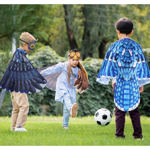D.Q.Z Bird-Wings-Costumes for Kids with Bird Masks, 3 Pack Eagle Owl Wings for Boys Girls Halloween Dress Up Party Supplies (Owl)