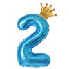 40 Inch Light Blue Number 2 and Mini Crown Balloon for 2nd Birthday Party Decorations, Light Blue Birthday Party Balloons Decorations Supplies