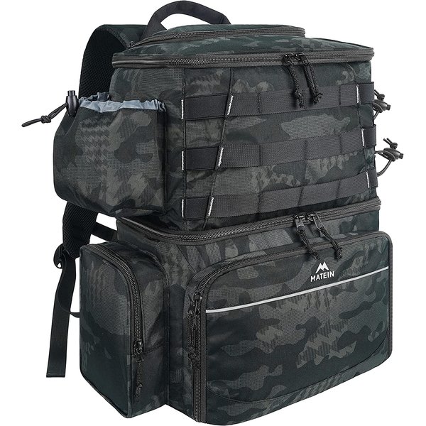 MATEIN Fishing Backpack Tackle Box, Water Resistant Fishing Storage Bag with Rod Holders & Cooler, Fishing Gear Gifts for Men