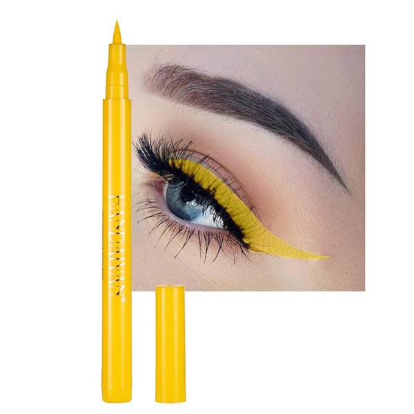 Dragonranee Liquid Matte Eyeliner, Rainbow ColorfulNeon Eyeliner Pencil Pigmented Waterproof Smudgeproof Long Lasting Gel Eye Liner Pen Christmas Halloween Makeup Gift Kit for Women (Yellow#3)