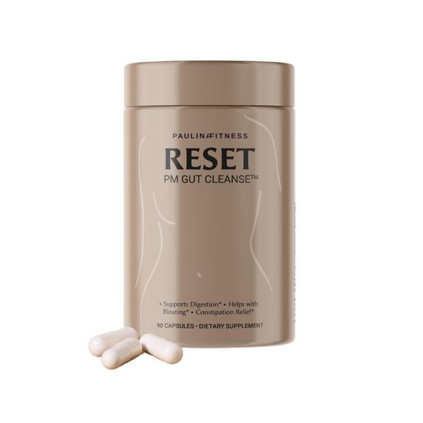 Paulina FITNESS Reset Overnight Digestive Aid, Bloating Relief, & Gut Health Supplement | Natural Detox & Digestive Cleanse to Support Weight Management and Relieve Constipation | 90 Capsules