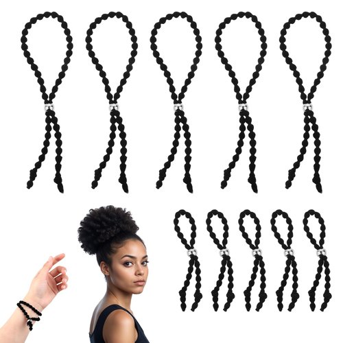 10pcs Adjustable Hair Ties for Thick Hair Puff Cuff For Natural Hair Afro Puff Ponytail Holders NO Slip Adjustable Headband Hair Band For Dreadlock Loc Kinky Curly Hair Pineapples No Damage