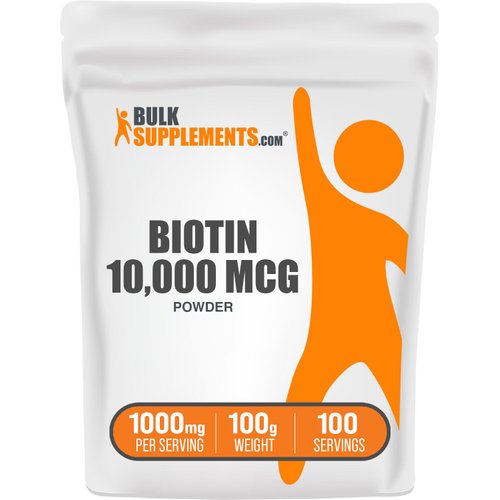 BULKSUPPLEMENTS.COM Biotin 10000mcg Powder - Biotin Powder, Biotin Supplement, Biotin Vitamins for Hair Skin and Nails - Gluten Free, 1000mg per Serving (10mg Biotin), 100g (3.5 oz)