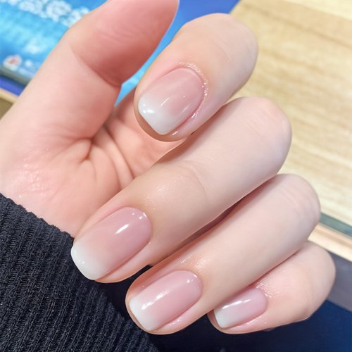 24Pcs Press on Nails, Long Squre Reusable False Nail Sets With Jelly Gel, White-Tipped Angel Stick-on Nail Kit, Fake Nails With Design for Women Nail Decorations