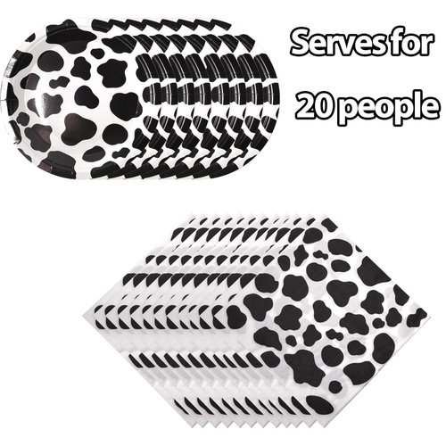 Cow Print Birthday Decorations Girl Boy Cow Birthday Party Decorations Farm Birthday Party Plates and Napkins Cow Themed Baby Shower Cowboy Plates Cow Party Favors Decorations