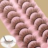 Brown Lashes Fluffy False Eyelashes LIght Brown Lash MUQIU37 Cat Eye Faux 3D Mink Lashes Wispy Long Fake Eyelashes Volume Cross Strips Eyelash Extension 10 Pairs (MQ606)