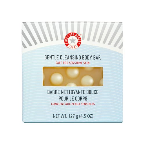 First Aid Beauty - Gentle Cleansing Bar, Luxurious Soap Bar, Body Wash with Squalane, Allantoin, and Shea Butter for Smooth, Clean Skin, Fragrance-Free, Safe for Sensitive Skin, 4.5 oz