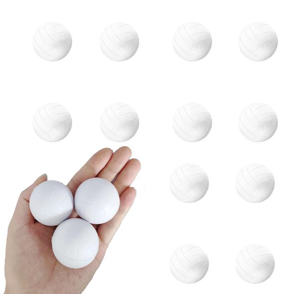 Darovly 12Pcs Mini Volleyball White Stress Balls Foam Stress Ball Soft Sports Small Volleyball for Party Supplies/Carnival/Reward/Sports Games/Gifts/Stocking Stuffers (1.6 Inch)