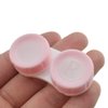 HAHIYO Contact Lens Case Box Holder Kit with Mirror Durable Leakproof Light Convenient Left/Right Eyes Contact Lens Container Soak Storage Kit with Tweezer Remover Tool Solution Bottle, Pink 2 Pack