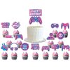 Video Game Birthday Party Decoration Set, Purple Game Birthday Party Supplies, Includes Birthday Banner Balloon Cake Decoration