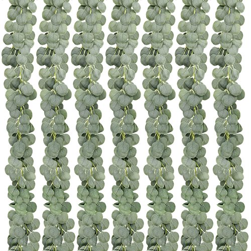 COCOBOO 7pcs 41Ft Artificial Eucalyptus Garland Greenery Faux Garland Bulk Silver Dollar Eucalyptus Leaves Vines Plants for Wedding Arch Wall Garden Decoration