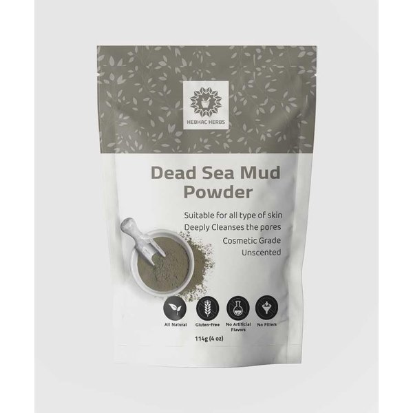 Hebhac Herbs Dead Sea Mud Clay Powder for Facial Mask for Men & Women -114g - Natural Facial Cleanser, Skin Tightening, Blackhead Remover- Natural Mud clay powder