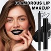 UAOE Black Matte Lipstick Lip Liner Set Liquid Lipstick High Pigmented Long Lasting Waterproof Goth Makeup Halloween Lip Gloss Lip Stain for Cosplay Gothic Rock Style