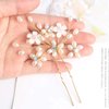 Sppry Wedding Hair Pins (3 Pcs) - Elegant Pearl Floral Crystal Hair Accessories for Bridal Women (Rose Gold)