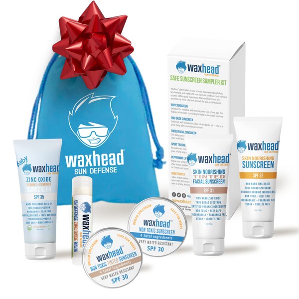 Waxhead Sampler Kit - Coral Reef Safe Sunscreen for Kids Sunscreen Travel Size Sunscreen TSA Approved Biodegradable Sunscreen, Environmental Friendly Sunscreen, Mineral Sunscreen Zinc Oxide