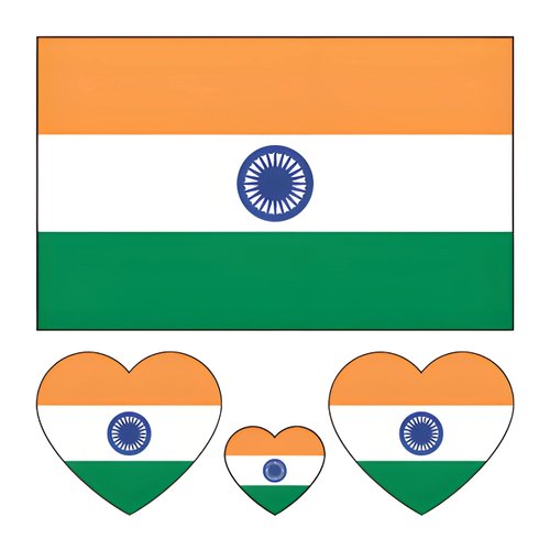 Indian Flag Tattoos,10 Sheets India Flag Temporary Face Tattoos Stickers,40 Pcs Waterproof Sweat Sports National Flag Removable Fake Tattoos For Men Kids Women(India)