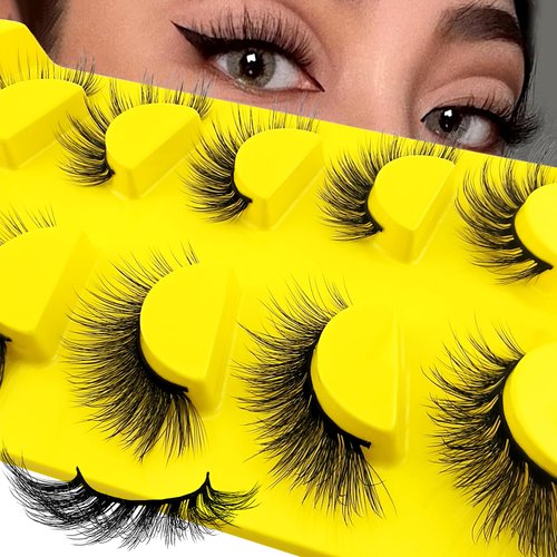 Fox Eye Lashes Wispy Eyelashes 18mm Cat-Eye Lashes Angel Wing Lashes Faux Mink False Eyelashes Natural Look 5 Pairs pack(Mao-11)