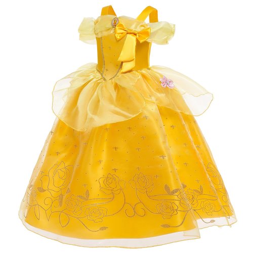 Aukidwld Princess Costume for Girls Kids Dress Halloween Cosplay Party Outfit Toddler Princess Dress Up 4-5Years