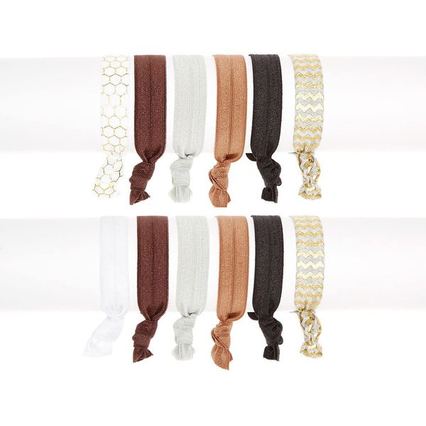 Constance Gold by Capri Elastic, Knotted + No Crease Hair Ties, Hair Bands, Bracelet and Accessory | Hair Tie for Healthy Hair Care | Trendy, Aesthetic + Hand made in USA (100 Neutral)