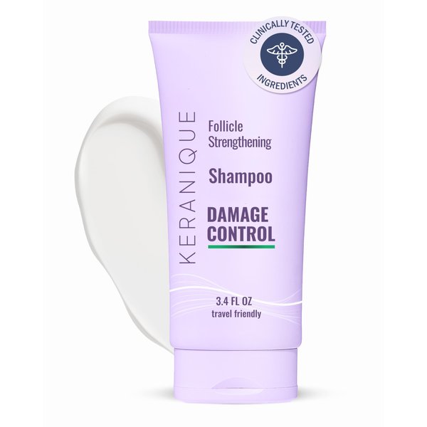 Keranique Shampoo For Dry Damaged Hair - Damaged Hair Shampoo w/Keratin for Women - Sulfate-Free Anti-Hairfall Control Shampoo, Best for Frizzy, Thinning, Prone to Breakage Hair - Deep Repair