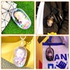 2pcs Clear Figure Display Bag with Keychain Pompom Ball Portable Mini Doll Pouch Carrying Case Blind Box Figures Display Case for Collectibles Zipper Closure (Oval)