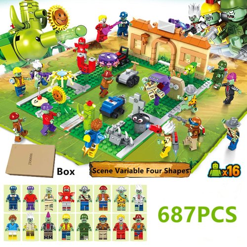 JHESAO Plants and Zombies PVZ Toys Assembly Action Figures PVZ Assemblable Toys Set 1 2 Series 687 PCS Great Gifts for Kids and Fans,Birthday and Christmas Party New