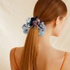 Flower Hair Scrunchies for Women, UNLONLEG 3Pcs Rose Rhinestone Hair Ties No Damage, Jewelry Rubber Band, Cystal Elastic Hair Tie, Hair Accessories for Women & Girls, Blue, Light Brown and Black(A#)