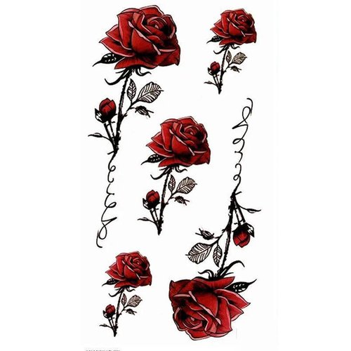 AKOAK Butterflies and Flowers Temporary Stickers Tattoo, Realistic Fake Rose Tattoo Dtickers, Sexy Semi Permanent Flower Arm Tattoo Stickers, Body Art Tattoos for Women Kids (1#)
