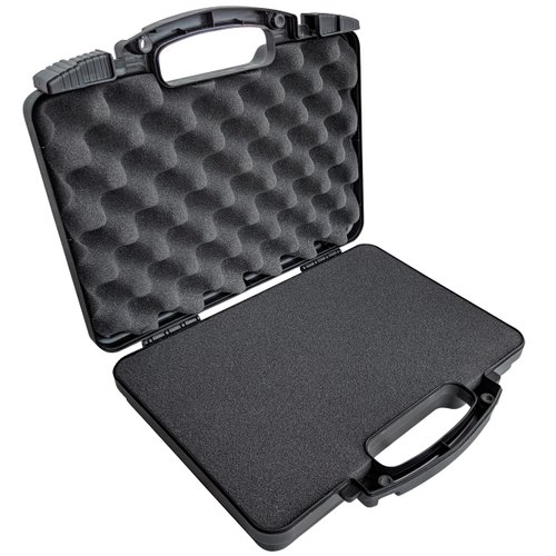 TSA Approved Gun Case for 9mm Pistol Revolver and Handgun | Hard Lockable Gun Carrying Case 12.3” x 10.5” Easy-Latch Closure, Grid-Cut Foam Layers & Impact-Resistant Design | Airline Compliant Locking