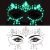 2 Pack Halloween Glow in the Dark Face Jewels Crystal Glitter Stickers, Luminous Tattoo Face Day Of The Dead Face Gems Jewels Tattoos