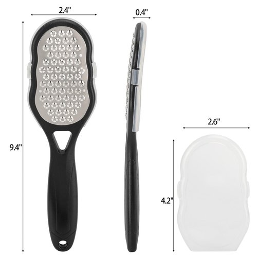 2 Pcs Foot Files with Skin Catcher, Stainless Steel Foot Rasp Callus Remover Pedicure Feet Grater Foot Scrubber Dead Skin Remover for Feet
