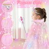 Surelect Princess Dress Up Clothes for Little Girl, Light Up Princess Cape Set with Crown, Princess Dresses for Girls 3-8 Role Play, Princess Toy Gift for Halloween Christmas Birthday Party