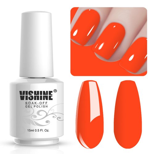 Vishine Soak-Off UV LED Gel Polish Nail Art Manicure Lacquer Orange Red Color 043