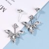 Yheakne Boho Crystal Lotus Jackets Earrings Silver Crystal Studs Earrings Sparkle Rhinestone Ear Jackets Earrings CZ Ear Climber Earrings Wedding Earrings Jewelry for Women and Girls (Silver)
