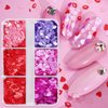 6 Grids Valentines 3D Heart Nail Glitter Sequins Pink Red Heart Glitter Flakes Hearts Nail Art Glitters Sparkle Glitter Nail Charms Designs Glitter for Nail Art Decoration DIY Manicure Tips