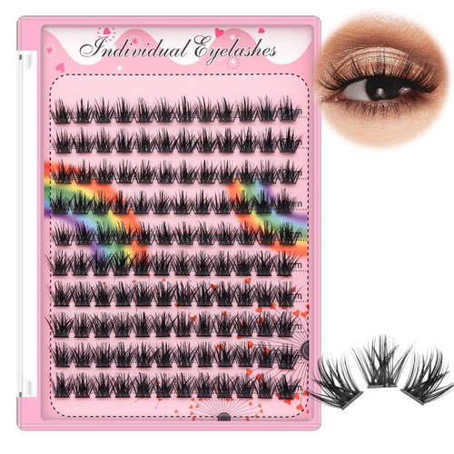 Bodermincer Lashes Clusters 10+12mm/12+14mm/14+16mm/16+18mm/10-12-14-16mm/14-16-18mm Mixed and 8-20mm to Choose Lashes Extension Kit lash Clusters Lashes Wispy Eyelash Extension (12+14mm Mixed)