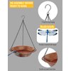 Keygift Hanging Bird Bath for Outdoor, Antique Copper Metal Bird Feeder Birdbath Bowl with 17” Rust-Proof Black Chains for Garden Backyard Decor