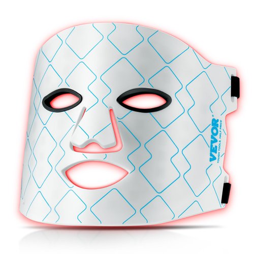 VEVOR Red Light Face Mask, 7-Color LED Face Mask with 850nm Light, Soft Silicone Facial Skin Care Device for Skin Health, Anti Aging Wrinkles, Cordless & Portable for Travel and Home Use