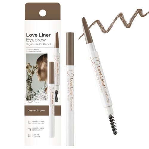 LoveLiner Eyebrow Pencil, Waterproof & Smudge-Proof, Long-Lasting & Natural Brow, Japanese Dual-Sided Brow pencil with Spoolie, 0.7 Oz/20g, Camel Brown