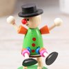 EXCEART 5pcs Wooden Push up Toy Finger Puppets Thumb Press Base Wooden Clown Puppets for Home Office Desk Decoration