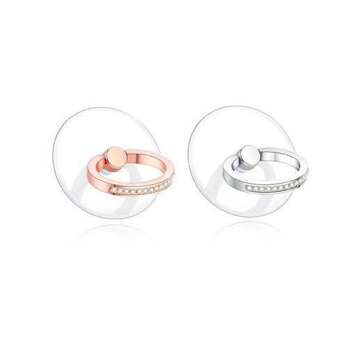 lenoup Transparent Cell Phone Ring Holder Kickstand,Bling Bling Sparkle Diamond Clear Cell Phone Finger Ring Grip Stand(Silver/Rose Gold)
