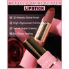 Glitter Metallic Nude Pink Shimmer Lipstick Long Lasting, High Shine Glitter Diamond Creamy Red Lipstick Transfer Proof Non-Stick Lip Gloss Shimmer High Impact Full Coverage Lip Makeup for Women-02