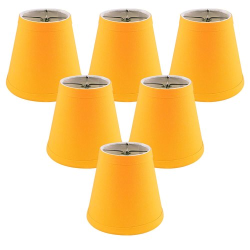 Royal Designs CS-1003-5YEL-6 Clip On Empire Chandelier Lamp Shade, 3" x 5" x 4.5", Yellow, Set of 6