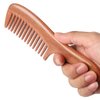 Onedor Handmade 100% Natural Red Sandalwood Hair Combs - Anti-Static Sandalwood Scent Natural Hair Detangler Wooden Comb (Wide Tooth)