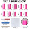 Bellelfin 120Pcs Hot Pink Press on Nails Medium Square Glue on Nails, Glossy Solid Color Fake Nails Full Cover Acrylic Nails Press on for Women Girls Artificial Fingernails