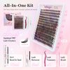 SIILUUGO DIY Lash Extensions Kit 280PCS Individual Lashes Clusters,9-16mm MIX 30D Fluffy and Natural False Eyelashes,Wispy and Volumn,with Lash Bond and Seal,Tweezers,Glue Remover,Easy Use At Home