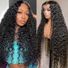 Water Wave Lace Front Wigs Human Hair HD Wet and Wavy Lace Front Wigs Human Hair Glueless Water Wave Human Hair Wig for Black Women 28 Inch Curly Lace Front Wigs Human Hair Pre Plucked Natural Color
